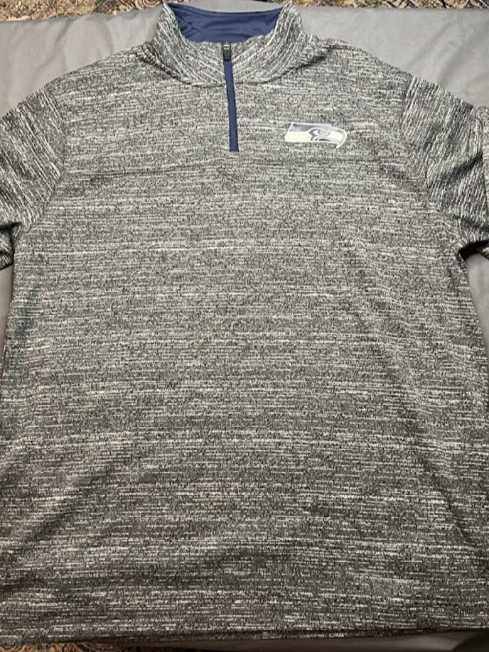 NFL Team Apparel Seattle Seahawk Quarter Zip Pullover Charcoal Grey Mens XL NWOT